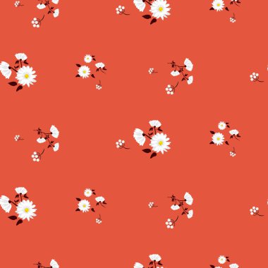 Basit çiçek kırmızı sorunsuz vektör desen.