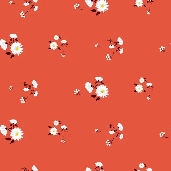 Eenvoudige florals rode naadloze vector patroon. — Stockvector