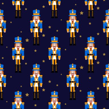 Fındıkkıran oyuncak kırmızı xmas sorunsuz vektör desen.