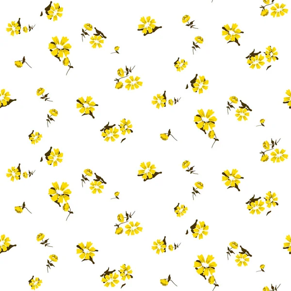 Flores amarelas padrão vetor sem costura . — Vetor de Stock