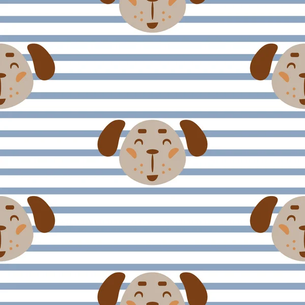 Seamless pattern with dogs cute childish textile fabric seamless print. — Stock Vector