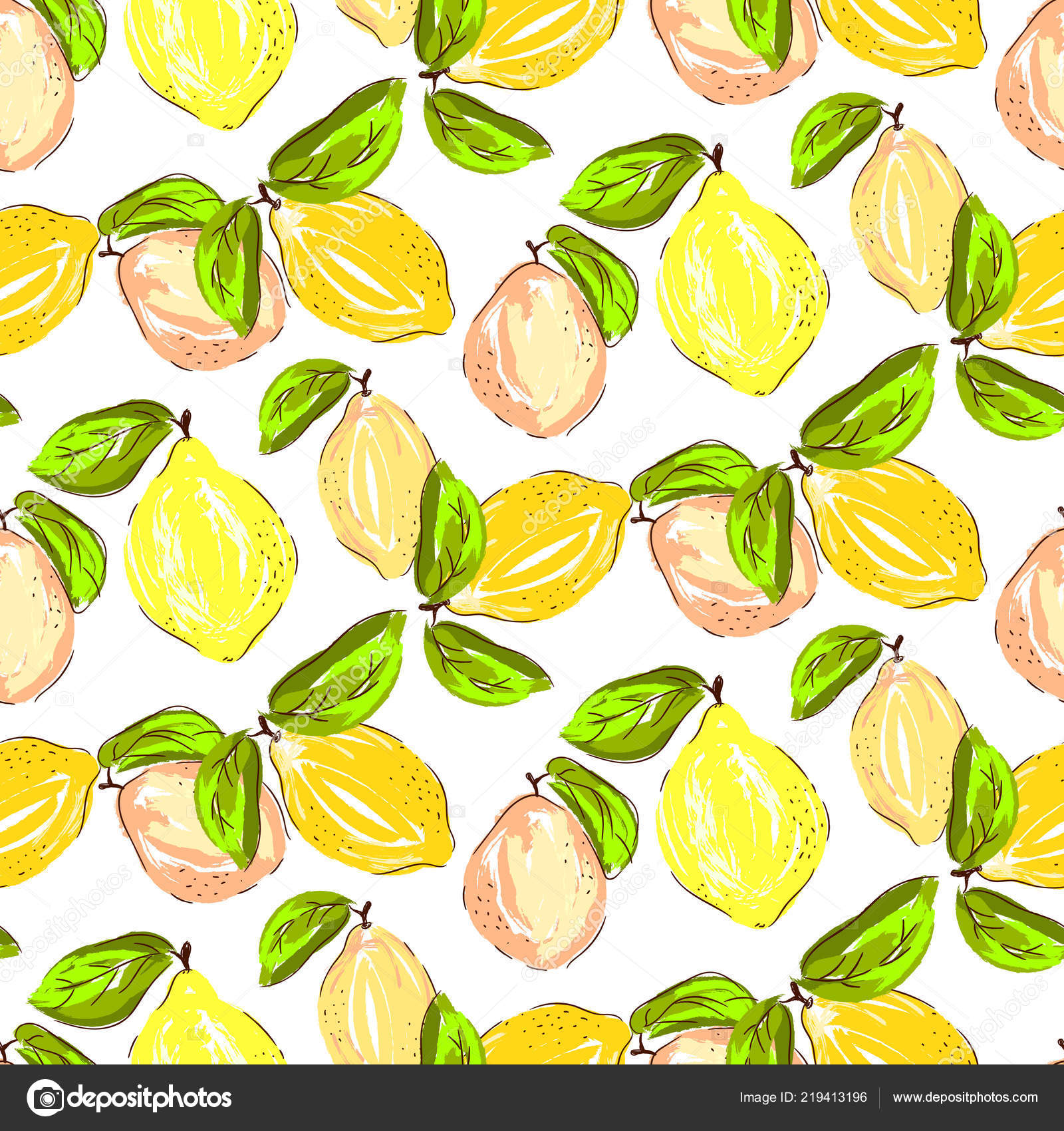 Seamless Citrus Pattern Hand Drawn Sketched Lemons Vector Print Textile Stock Vector C Inides