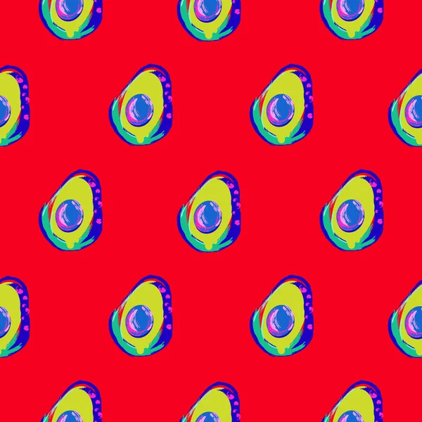 Avocado Abstrakter Roter Nahtloser Vektor Muster Druck Helle Moderne Farben — Stockvektor