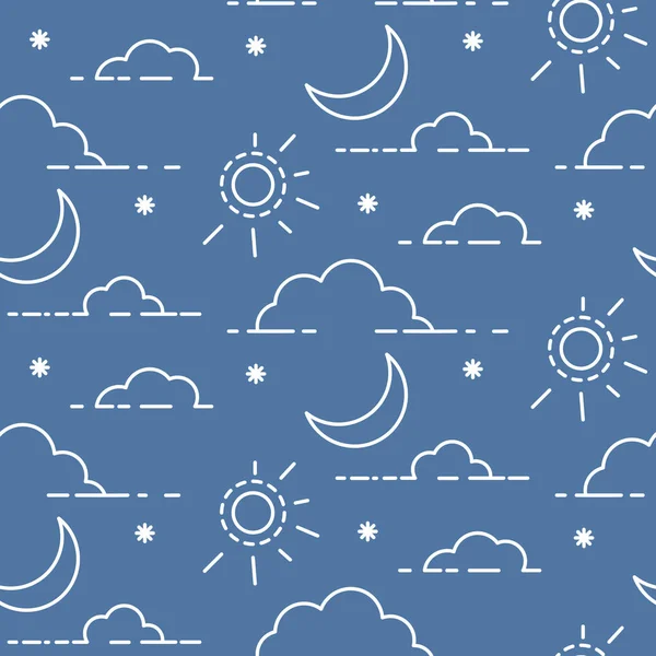 Nubes y sol en el cielo vector patrón sin fisuras . — Archivo Imágenes Vectoriales