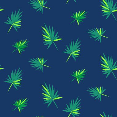 Palmiye ağacı yaprakları karikatür. Sorunsuz vektör tropikal desen.