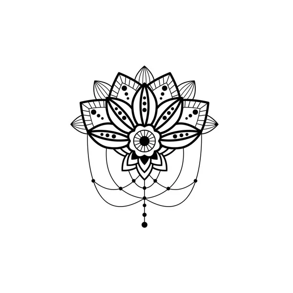 Mehhi μάνταλα σχέδιο λουλούδι με κρέμασμα εικόνα άνοιγμα διανυσματική απεικόνιση. — Διανυσματικό Αρχείο