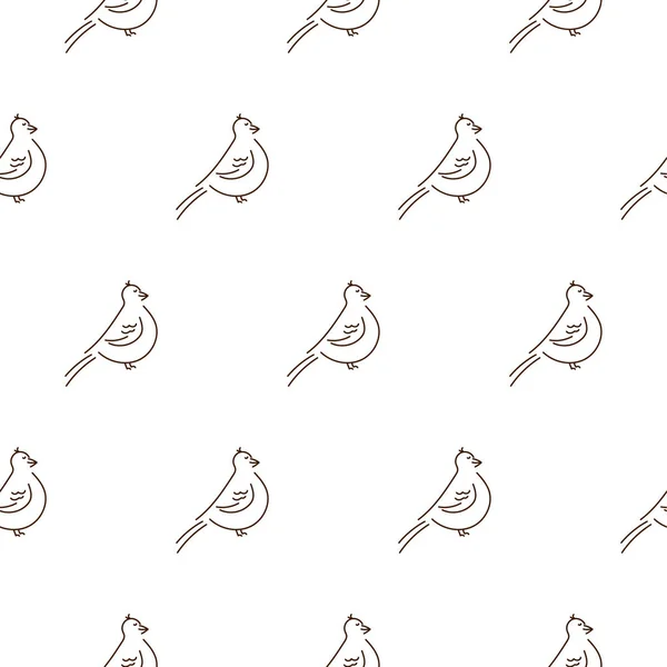 シンプルなラインスタイルの鳥は、白い背景にシームレスなベクトルパターン. — ストックベクタ