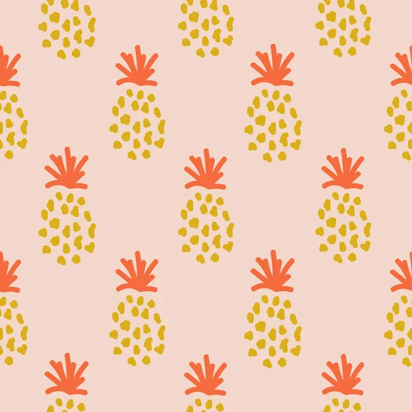 Piña verano naranja tropical textil sin costuras impresión vectorial . — Archivo Imágenes Vectoriales