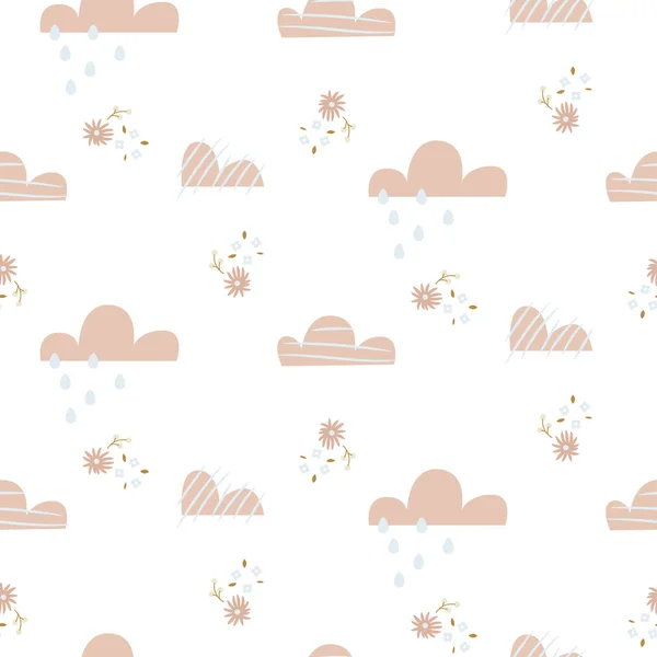 Modèle nuageux. Mignon fond vectoriel ciel sans couture pour l'impression textile enfant . — Image vectorielle