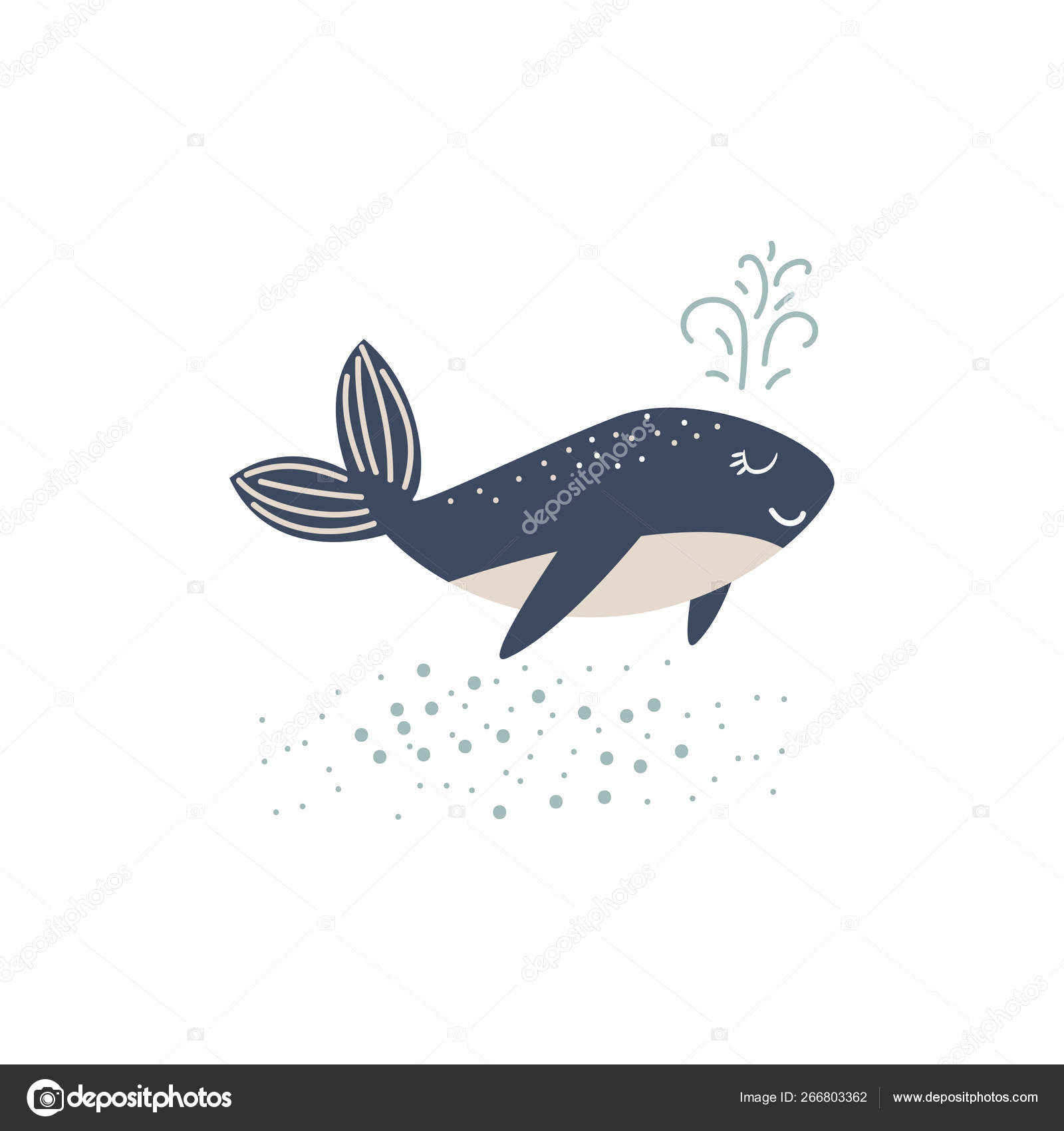 かわいいクジラ漫画イラストベクトル 海洋動物のキャラクター ストックベクター C Inides