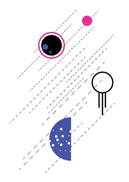 Raum und Planeten abstrakte flache geometrische Plakatkunst. Wandbild der Astrologie. — Stockvektor