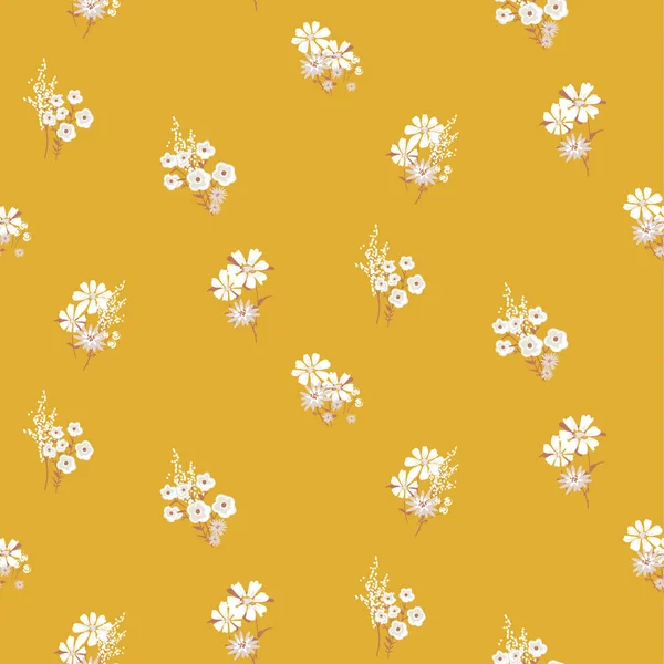 Bloemen Daisy Vintage kleuren naadloze vector patroon. — Stockvector