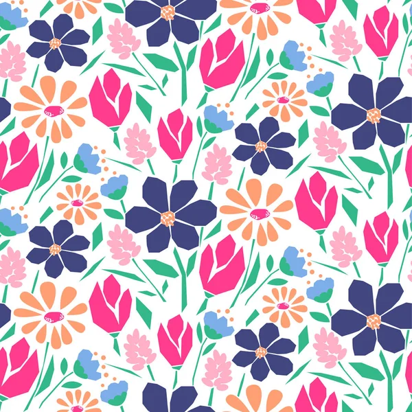 Cutout στυλ λουλούδια απρόσκοπτη διάνυσμα μοτίβο. — Διανυσματικό Αρχείο