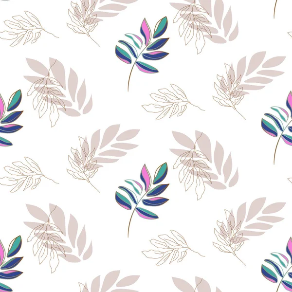 Lavender plant leaf seamless vector pattern background on white. — Stock Vector