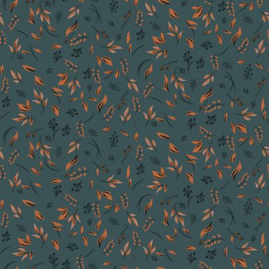 Bitkiler ve yapraklarla yapraklar kusursuz bir şekilde dökülür. Vektör yeşil ve mavi arkaplan.