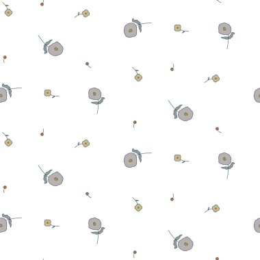 Beyaz üzerinde küçük çiçekler olan kusursuz çiçek deseni..