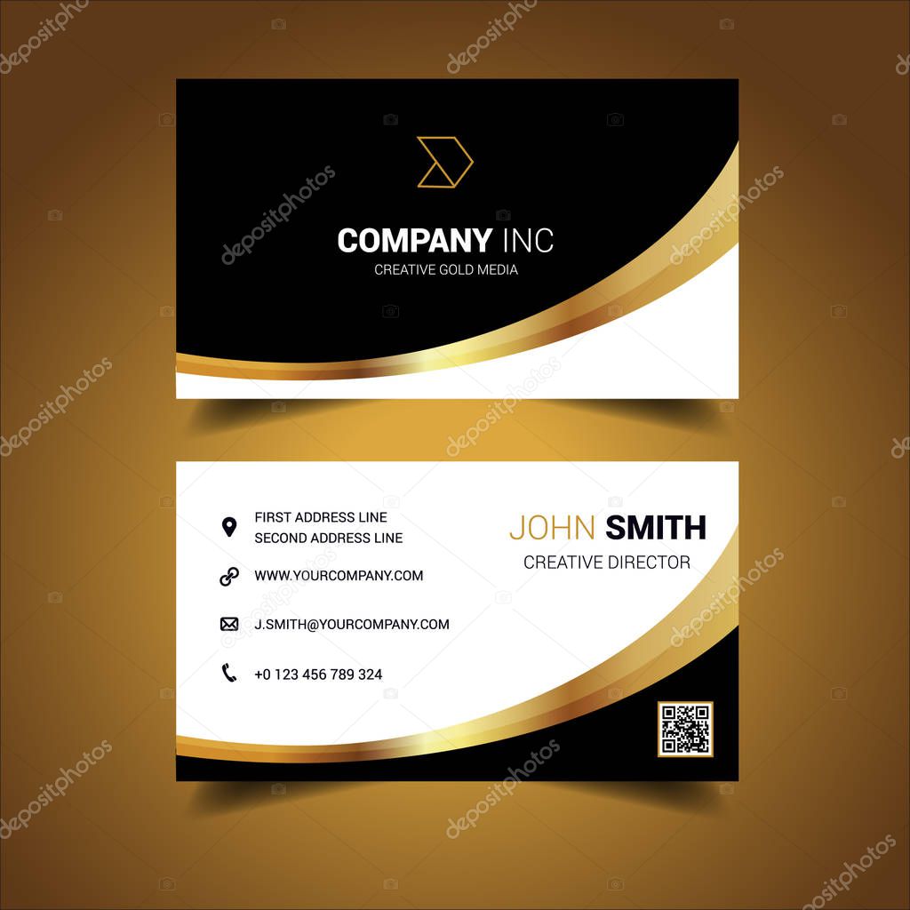 Black And Gold Curved Business Card