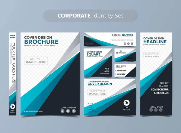 Conjunto Identidad Corporativa Azul — Vector de stock