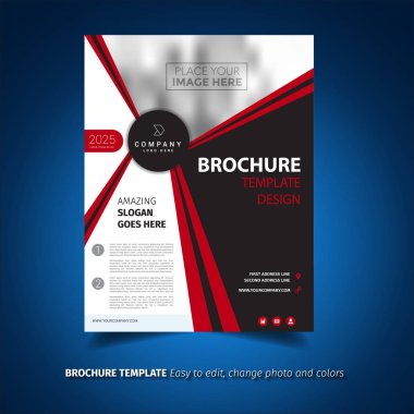 Kırmızı ve siyah broşür şablonu