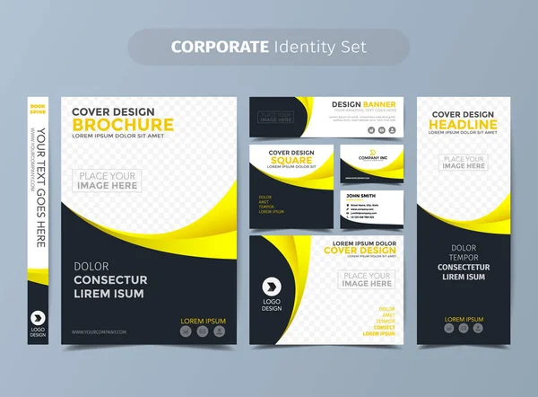 Conjunto Identidad Corporativa Amarilla — Vector de stock