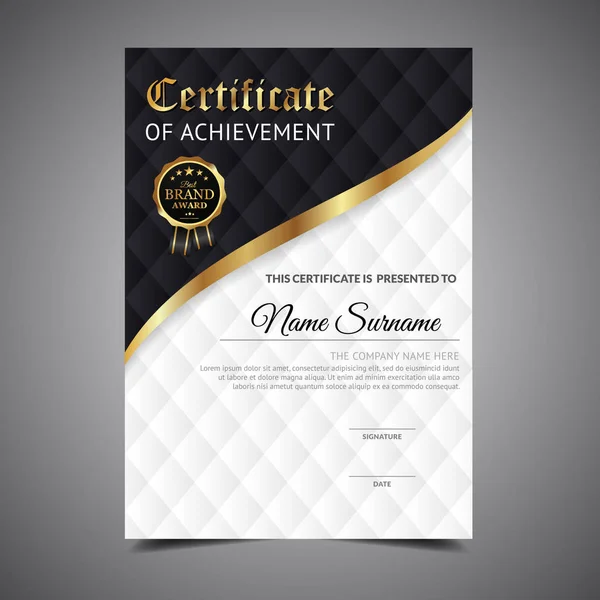 Sertifika siyah ve altın şablon diploma