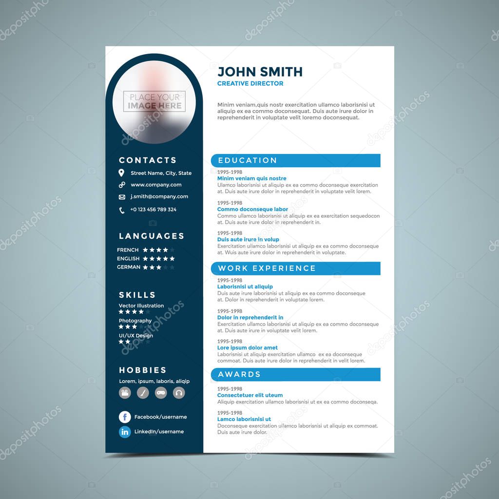 Blue Circle Resume Design Template