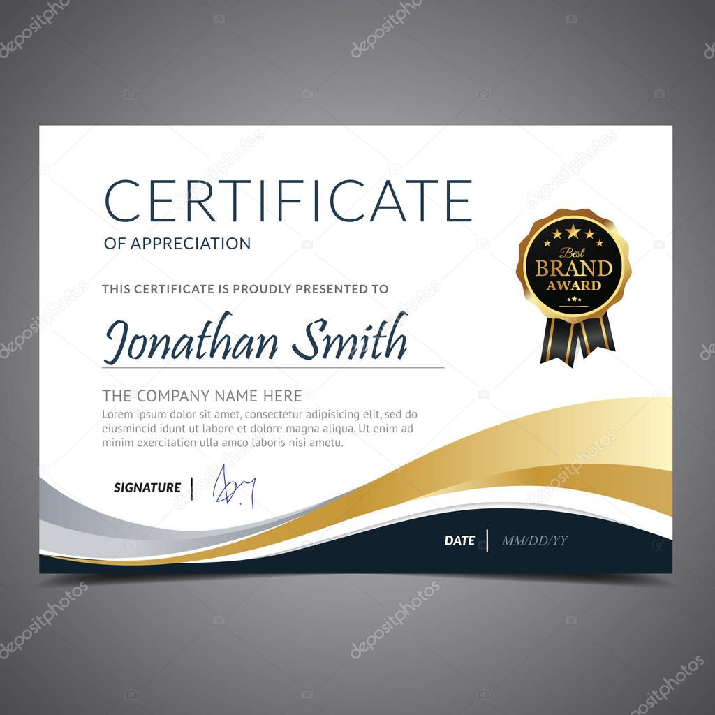 Gold And Blue Diploma Template
