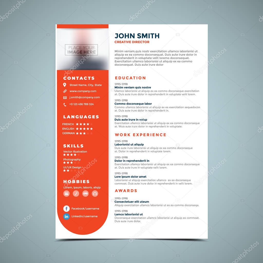 Orange Resume Design Template