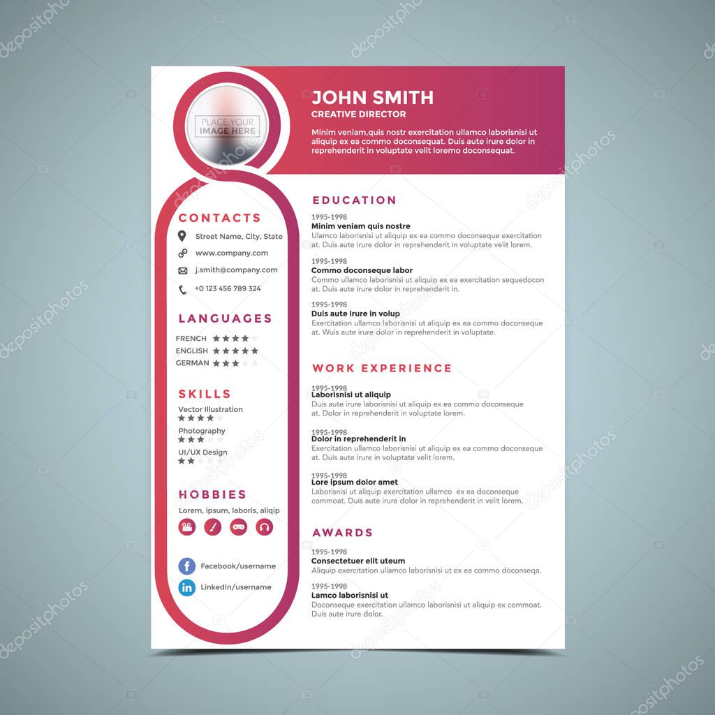 Pink Resume Design Template