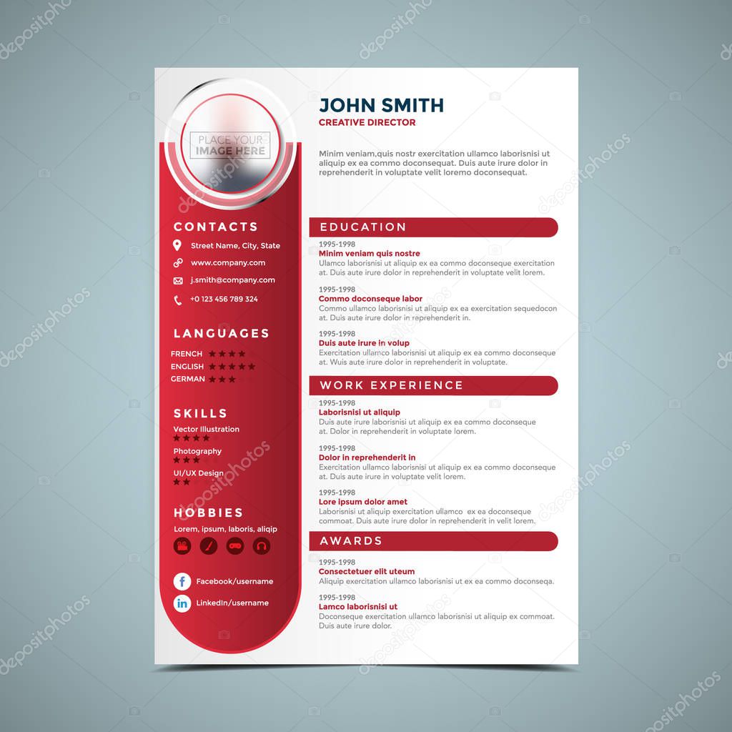 Red Resume Design Template
