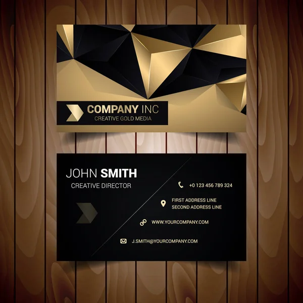 Zwart Goud Abstract Corporate Visitekaartje — Stockvector