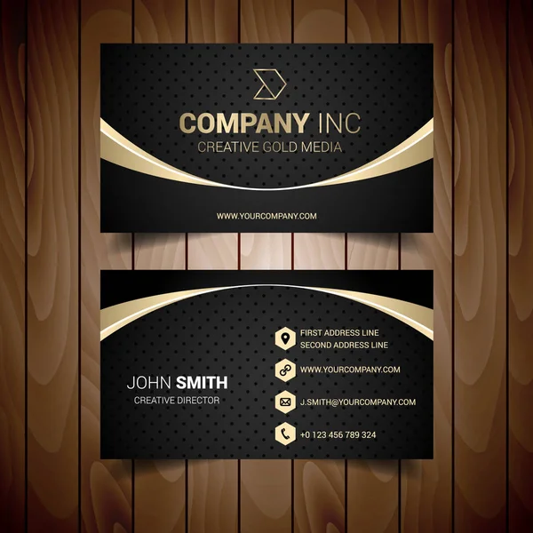 Gold Grey Bordered Business Card — Stock Vector