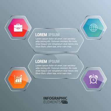 Altıgen şeffaf Infografik şablonu