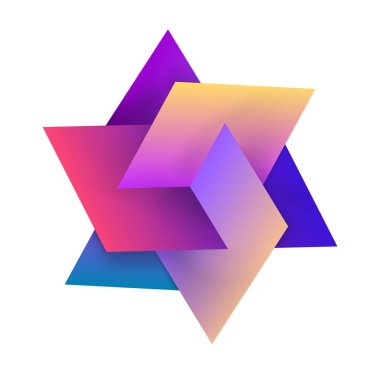 Soyut birbirine renkli dikdörtgenler. Beyaz arka plan üzerinde izole üç boyutlu simge tasarım. Eps10 vektör.