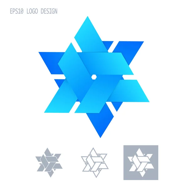 Rectángulos Azules Entrelazados Abstractos Diseño Símbolos Tridimensionales Aislado Sobre Fondo — Archivo Imágenes Vectoriales