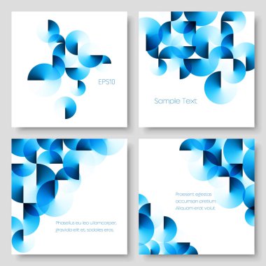 Mavi açı degrade daireler ile geometrik renkli kare şablonları ayarlayın. EPS 10 vektör.