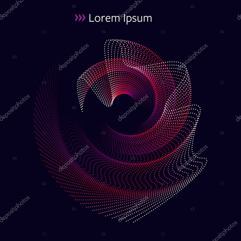 Abstract Futuristic Object with Asymmetrical Wavy Dots in Red Tones. EPS8 Vector.