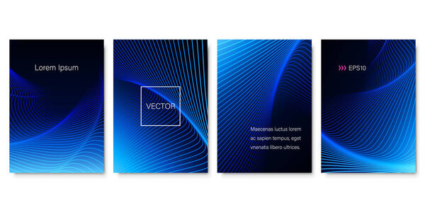 Set of Colorful Futuristic Backgrounds in Blue Tones. Applicable for Web page, Banners, Posters and Fliers. EPS10 Vector.