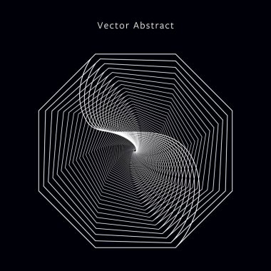 Soyut fütüristik tek renkli resimde. Modern minimalist sekizgen grafik öğesi. Eps8 vektör.