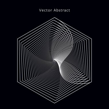 Soyut fütüristik tek renkli resimde. Modern minimalist altıgen grafik öğesi. Eps8 vektör.
