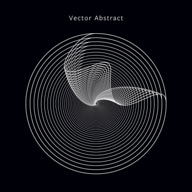 Soyut fütüristik tek renkli resimde. Modern minimalist dairesel grafik öğesi. Eps8 vektör.