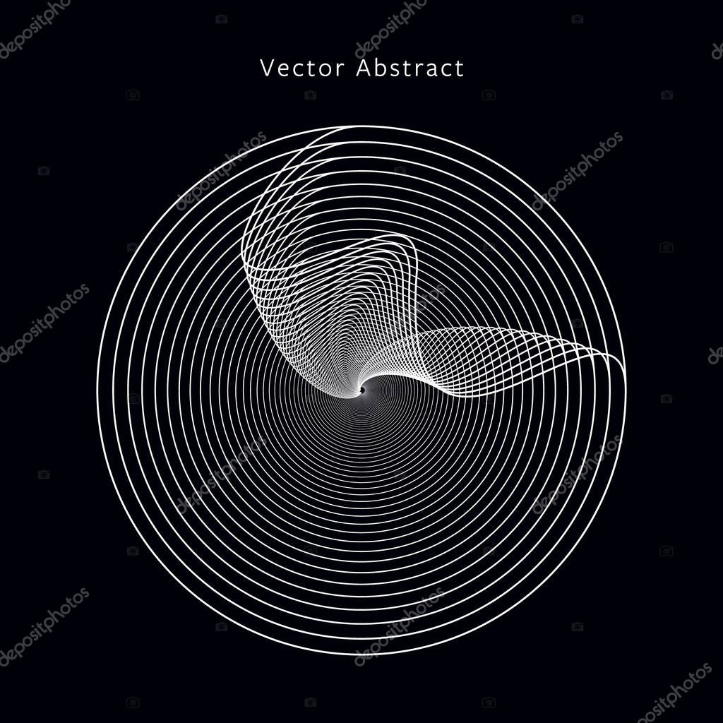 Abstract Futuristic Monochrome Illustration. Modern Minimalistic Circular Graphic Element. EPS8 Vector.