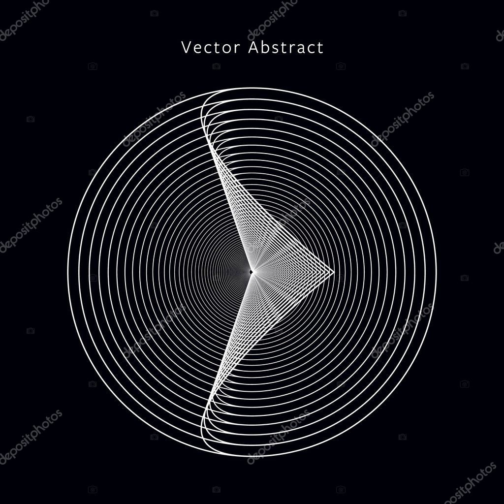 Abstract Futuristic Monochrome Illustration. Modern Minimalistic Circular Graphic Element. EPS8 Vector.