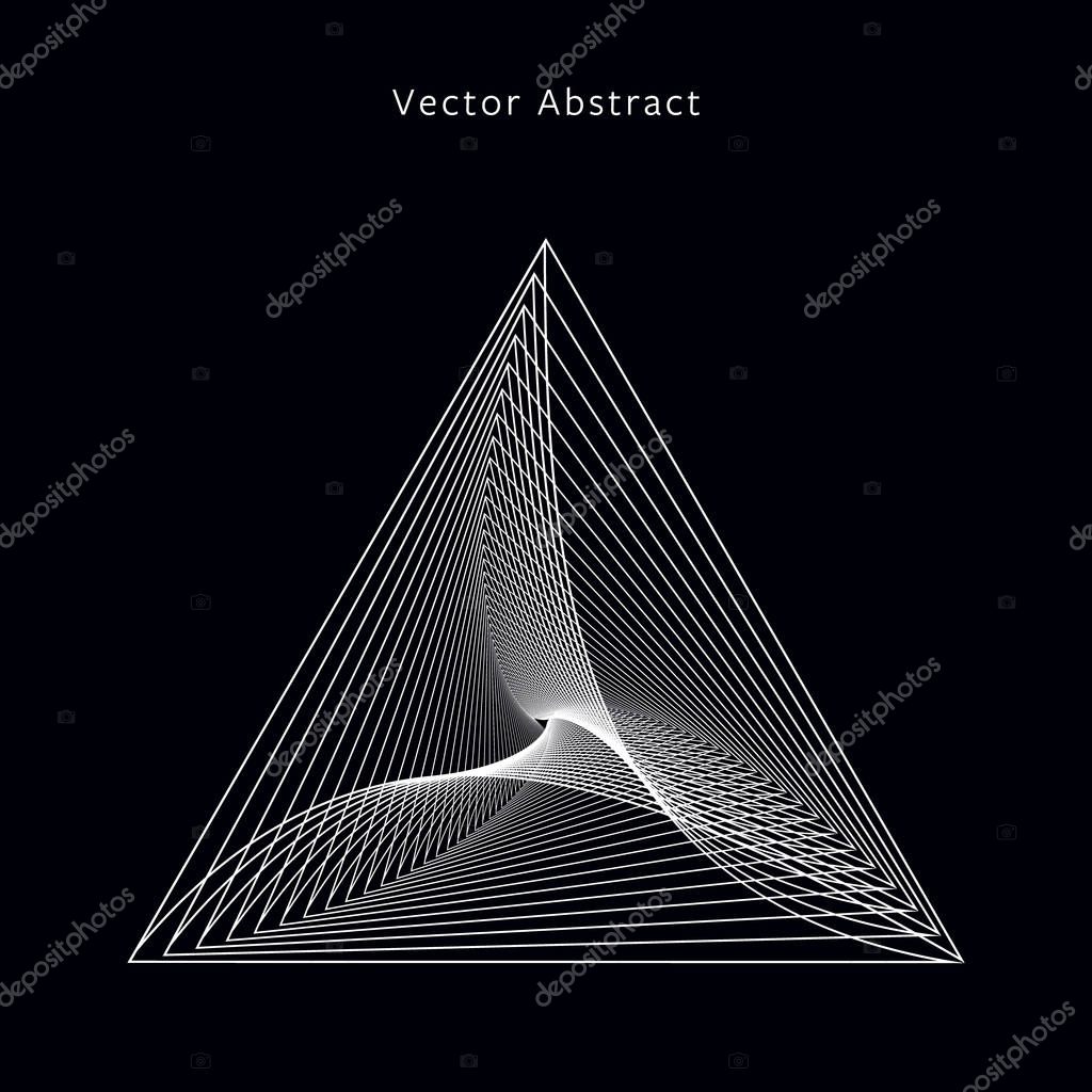 Abstract Futuristic Monochrome Illustration. Modern Minimalistic Triangular Graphic Element. EPS8 Vector.