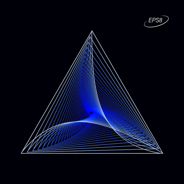 Абстрактний Барвистий Трикутний Графічний Елемент Синіх Тонах Чорному Тлі Сучасна — стоковий вектор