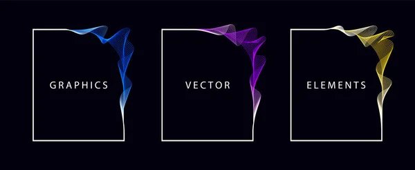 Conjunto Coloridos Marcos Rectangulares Con Decoraciones Onduladas Elementos Gráficos Vectoriales — Vector de stock
