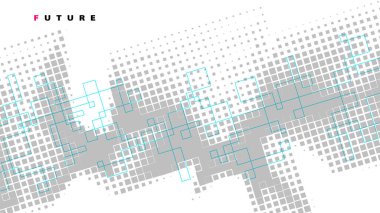 Soyut Vektör YarıTonlama Arkaplanı. Minimal Geometric Illustration. Görünüm Oranı 16: 9.
