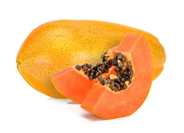 Beyaz Arka Plan Üzerinde Izole Sarı Papaya — Stok fotoğraf