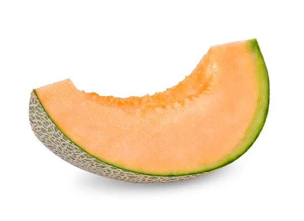 Snijd Meloen Geïsoleerd Witte Uitknippad — Stockfoto
