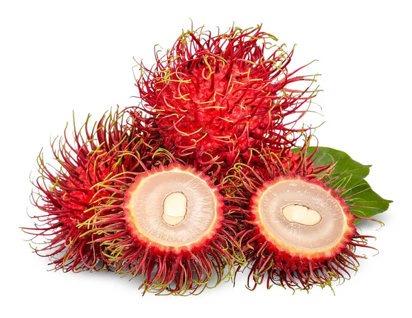 Rambutan Isolato Bianco Con Percorso Ritaglio — Foto Stock